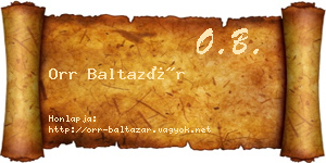 Orr Baltazár névjegykártya